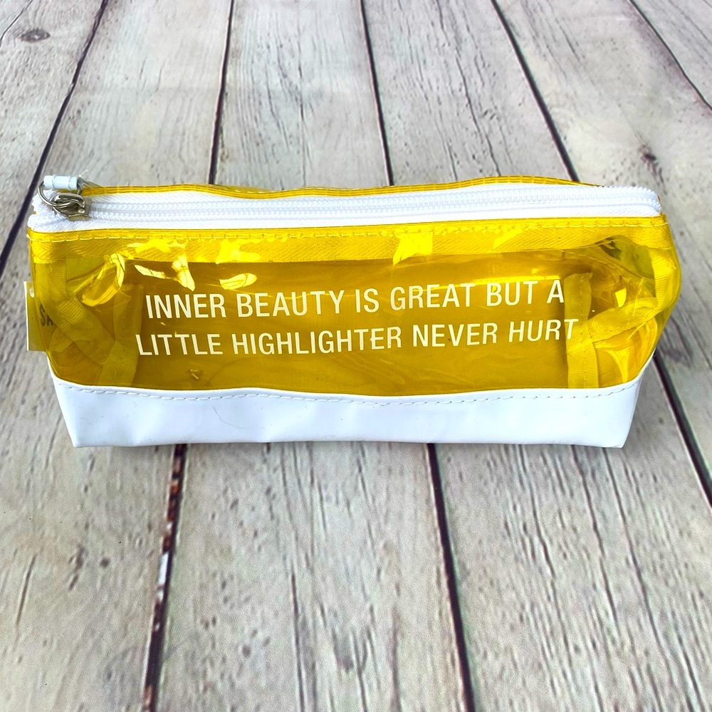 ABOUT FACE DESIGNS Yellow Vinyl Cosmetics Bag